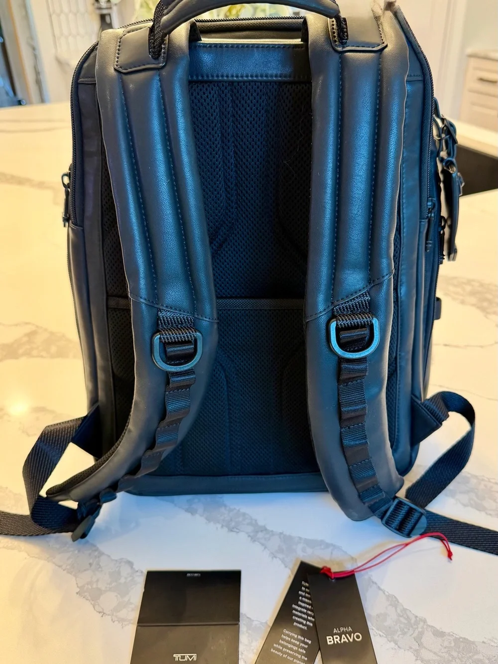 Tumi Alpha Bravo Black Leather Backpack